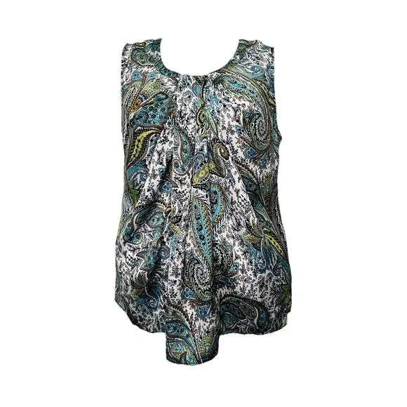 Jones Studio Separates Woman’s Multi Color Paisley Sleeveless Blouse Size XL EUC - Picture 1 of 12
